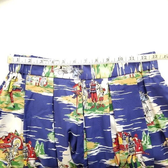 Marisa Christina 8 Pleated Wide leg shorts golf scene back zip High rise - Picture 4 of 9